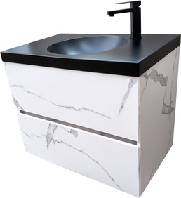 Мебел за баня от PVC с мраморен ефект Palermo 75 Marble Black